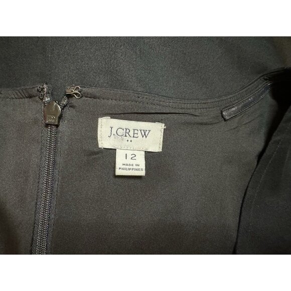 J Crew Sheath Dress 12 Black Short Sleeve Stretch Cotton Washable Career Casual - Picture 9 of 11